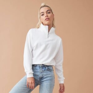 AWDis JH037 – cropped sweater met kwart rits bedrukken