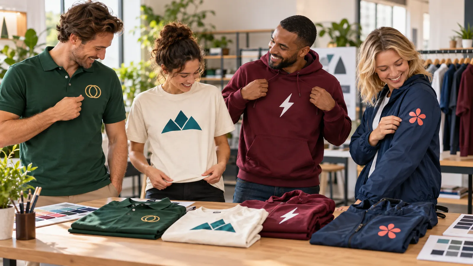 Verschillende polo’s, shirts, hoodies en jassen bedrukt voor klanten in België